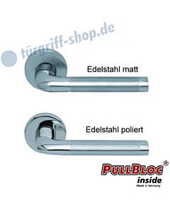 1101 (Duo) Rosettengarnitur PullBloc Edelstahl matt o. poliert Scoop 