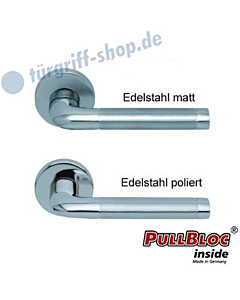 1101 (Duo) Rosettengarnitur PullBloc Edelstahl matt o. poliert Scoop