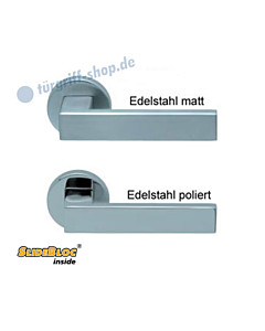 1005 (Quadra) Rosettengarnitur SlideBloc Edelstahl matt oder poliert Scoop