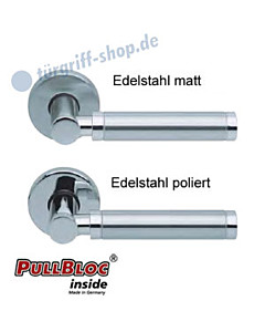 1013 (Ultimo) Rosettengarnitur PullBloc Edelstahl matt o. poliert. Scoop