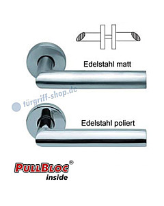 1108 (Jade I) Rosettengarnitur PullBloc Edelstahl matt o. poliert Scoop