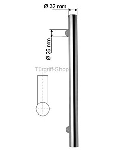 Stoßgriff SG 16 Ø 32/25 gerade Edelstahl matt von Scoop