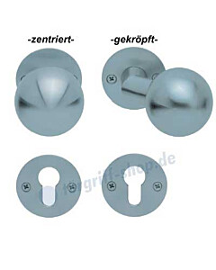 Türknopf auf flacher Rundrosette matt mit PZ feststehend Scoop