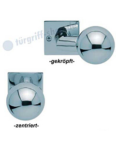 Türknopf auf flacher Quadratrosette Edelst. poliert ohne PZ drehbar Scoop
