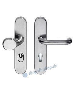 Schutzgarnitur Max U-Form mit KZS Griffplatte/Drücker ES1 Edelstahl matt Edestar