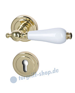 Excellent Poseidon-R Halbgarnitur PZ Messing poliert / Porzellan weiss Südmetall