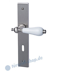 Poseidon-LS II Langschildgarnitur Edelstahlfarbig matt/Porzellan weiss Südmetall