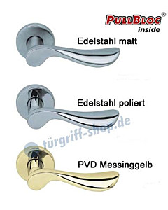 1018 Rosettengarnitur PullBloc Edelstahl o. Messing Scoop