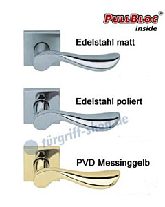 1018 Quadrat-Rosettengarnitur PullBloc Edelstahl matt o. poliert Scoop