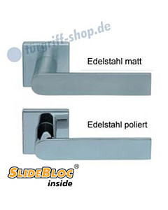 1008 (Semi) Quadrat-Rosettengarnitur SlideBloc Edelstahl matt o. poliert Scoop