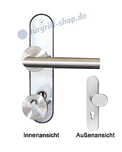 Kombi Schutzgarnitur Langschild-Rosette 10/92mm Edelstahl matt Griffwelt