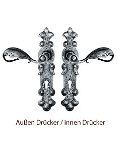 Alban 363 Schutzgarnitur Drücker/Drücker Schmiedeeisen schwarz verzinkt von Lienbacher