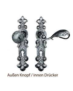 Alban 363 Schutzgarnitur Knopf/Drücker Schmiedeeisen schwarz verzinkt von Lienbacher