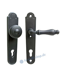 Berlino LS Schutzgarnitur Knopf mittig/Drücker 92 mm antik schwarz von Galbusera