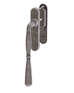 Bernini Hebe-/Schiebetürgriff Set mit Einlassmuschel Messing Antik Silbergrau von JTC