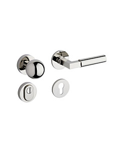 Bauhaus Sicherheits-Rosettengarnitur GRO SH 20-07 ZAMAK KZS MPN PVD Nickel poliert für Wohnungs- und Hauseingangstüren