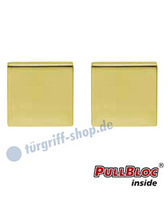 Schlüsselrosettenpaar Blind PullBloc quadratisch 55x55mm Messing poliert PVD Scoop