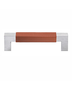 Möbelgriff Calus Bügelgriff lederummantelt Länge 108 mm Edelstahl/Leder Cognac ABP-Beyerle