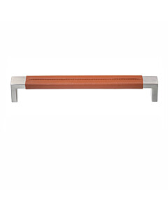 Möbelgriff Ciba Bügelgriff 20 x 8 mm, Länge 200mm Edelstahl/Leder Cognac Kedernaht ABP-Beyerle
