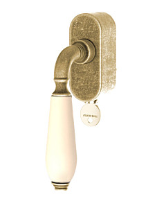 Cinzia Fenstergriff abschließbar RC2 zertifiziert Messing rustikal / Porzellan Champagner von JTC