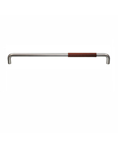 Möbelgriff Contur Bügelgriff Ø 10 mm, Länge 298 mm, Edelstahl / Leder gerillt, Schoko von ABP-Beyerle