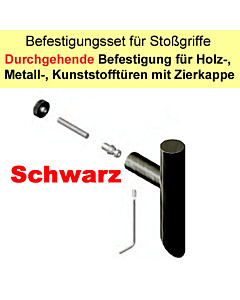 Stoßgriff-Befestigungs-Set | durchgehende Befestigung an Metall/Holz/Kunststofftüren mit Schwarzer Zierkappe Südmetall