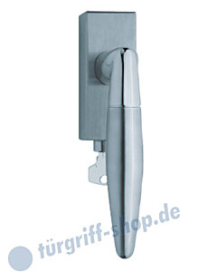 1007 (Optima) Fenstergriff abschließbar, eckige Rosette, Edelstahl matt/poliert Scoop