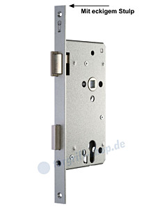 Serie 15 Einsteckschloss für Haustüren mit eckigem Stulp in silbermetallic 