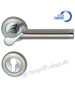 Elena-R Rosetten-Halbgarnitur für Haustüren, MRM Comfort, GK4, 8 mm, Profilzylinder, Chrom/Edelstahl-matt Südmetall