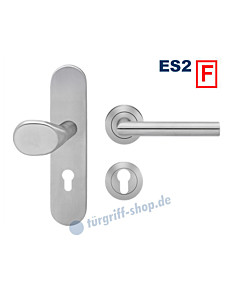 Feuerschutz-Schutzgarnitur ESGR680F Langschild-Rosette mit Drücker Rhodos ES2 Edelstahl matt von Karcher Design
