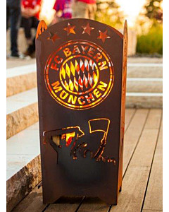 Edelrost Feuerkorb mit FC Bayern Logo 