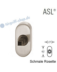 Fenstergriff-Rosette ASL® schmale ovale Rosette 27x62mm | nicht abschließbar | Alu naturfarbig eloxiert von FSB 