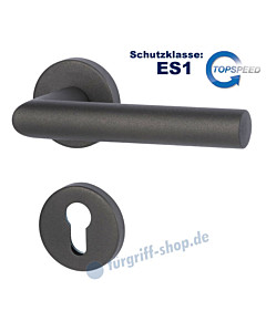 Galina II-R Rosetten-Halbgarnitur für Haustüren ES1, Top Speed, PZ-Lochung, 8 mm, GK4, Schwarzstahl-Optik von Südmetall