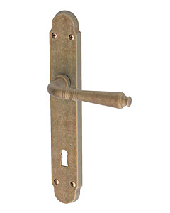 Alte Form Antik Messing Tür Griffe Türgriffe Langschild BB Historismus S104-1A 