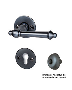 Hallein II-R Haustürgarnitur Knopf/Drücker 10/92 mm Stahl geschwärzt-matt Südmetall