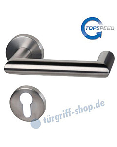 Hanna-R Rosetten-Halbgarnitur für Haustüren, Top Speed, Profilzylinder, 8 mm, GK4, Edelstahl-matt Südmetall