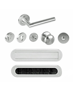 Haustürset rund Rosetten-Schutzgarnitur SKG*** Knopf/Drücker mit KZS, Briefeinwurf, Klingelplatte in Edelstahl gebürstet von Intersteel