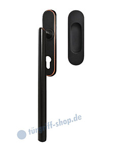 Hebe-/Schiebetürgriff-Set EHSSET28 PZ, Innenschild PZ 69 mm, außen Griffmuschel, Vierkantstift 10/9 mm, Antik Bronze Optik Karcher Design