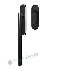 Hebe-/Schiebetürgriff-Set EHSSET28 UN, Innenschild ungelocht, außen Muschel, Vierkantstift 10/9 mm, Antik Bronze Optik Karcher Design