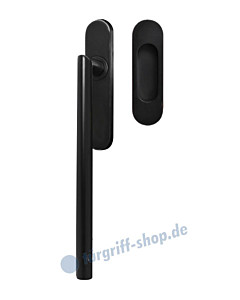 Hebe-/Schiebetürgriff-Set EHSSET28 UN, Innenschild ungelocht, außen Muschel, Vierkantstift 10/9 mm, Kosmos schwarz Karcher Design