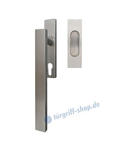 Hebe-/Schiebetürgriff-Set EHSSET52Q PZ, Innenschild PZ 69 mm, außen Muschel ungelocht, Vierkantstift 10/9 mm, Edelstahl matt Karcher Design