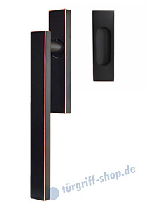 Hebe-/Schiebetürgriff-Set EHSSET52Q UN, Innenschild ungelocht, außen Muschel, Vierkantstift 10/9 mm, Antik Bronze Optik Karcher Design