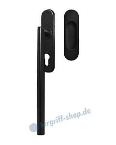 Hebe-/Schiebetürgriff-Set EHSSET28 PZ, Innenschild PZ 69 mm, außen Griffmuschel, Vierkantstift 10/9 mm, Kosmos schwarz Karcher Design