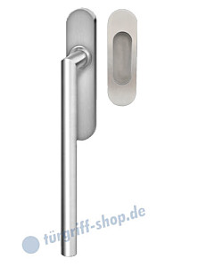 Hebe-/Schiebetürgriff-Set EHSSET28 UN, Innenschild ungelocht, außen Muschel, Vierkantstift 10/9 mm, Edelstahl matt Karcher Design