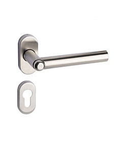 Flinke Klinke® HT Oval Schmalrahmen-Halbgarnitur (Haustür) PZ 8/72 mit Kindersicherung Edelstahl matt