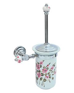 WC-Bürstengarnitur K-604 in Chrom / Porzellan weiß Dekor 17 Karan Beschläge