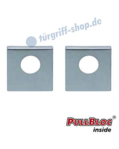 Schlüsselrosettenpaar Rundzylinder (RZ, Kaba) PullBloc quadratisch 55x55mm Edelstahl matt Scoop