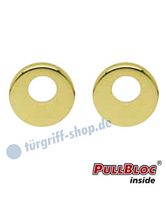 Schlüsselrosettenpaar Rundzylinder (RZ, KAba) PullBloc rund Ø 54mm Messing poliert PVD Scoop