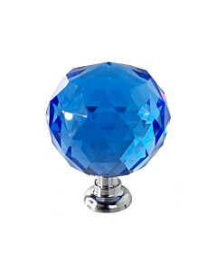 Möbelknopf Kristall 001 Blau/Chrom von Karan Beschläge