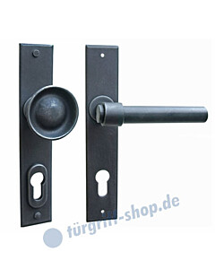 Milano LS Haustürgarnitur PZ 8/72mm Knopf/Drücker links in antik schwarz von Galbusera